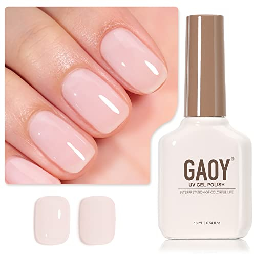 GAOY Smalto Gel Rosa Chiaro, 16ml Gel Latteo Bianco Pesca Traslucido 1352 UV per la Cura della Luce per Nail Art Manicure e Pedicure Fai da Te a Casa