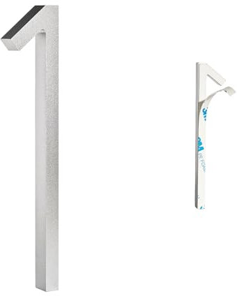 Ywonoby Numeri civici autoadesivi 3D per porte, 12,7 cm, numeri di indirizzo, adesivi per caselle postali, appartamenti, hotel, cortili, argento (1)