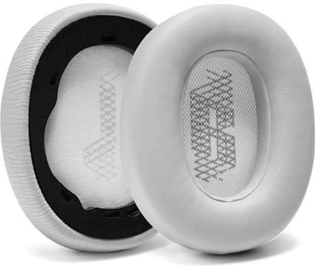 PESLNG Professionelle PU-Leder Ersatz Ohrpolster für JBL E65 E65BTNC/Duet NC/LIVE650 BTNC/LIVE660 BTNC, Verwendet hochwertigen Memory-Schaumstoff für mehr Komfort (Eiweißleder-Grau)