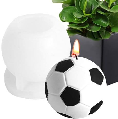 Rurunklee Silikonform für Fußball-Kerzen, Fußball-Kerzen, -Fußball-Kuchendekorationswerkzeuge, niedliche Kerzenformen für Fondant, Süßigkeiten, Epoxid-Dekoration, Geburtstagsparty