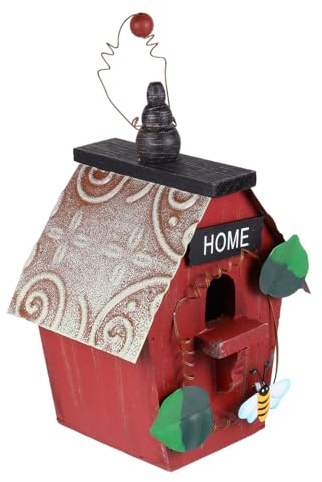 BESPORTBLE Nichoir pour Oiseaux Extérieur en Bois Léger et Solide, Ornement de Nichoir Décoratif Suspendu Style Maison Rustique pour Décoration de Jardin et Maison