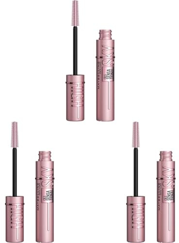 Maybelline New York Schwarze Wimperntusche für extrem lange Wimpern, Lash Sensational Sky High Mascara, Very Black, 7,2 ml (Packung mit 3)