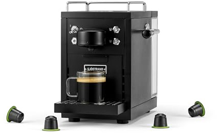 Sjöstrand The Original Machine à expresso compatible avec Nespresso, boîtier en acier inoxydable, design scandinave, noir mat
