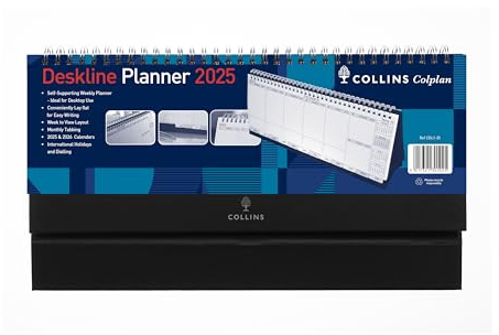 Collins Colplan 2025 - Week to View Deskline Week to View (CDL1-25) - Weekly Wiro-Bound Freestanding Desk Calendar