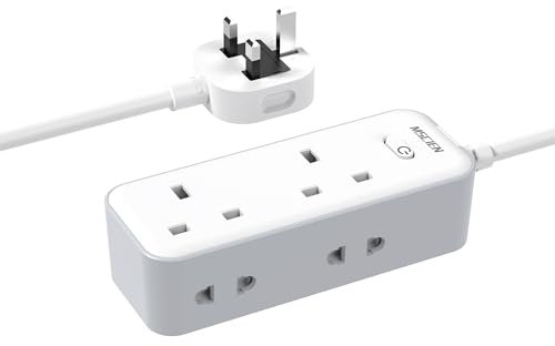 5M Extension Lead with 3 USB Slots, Mscien Extension Cable 2 Way with 13A Fuse, Shaver Plug Adaptor UK, 5 Metre Extension Cord with Wall Mountable for Home, Bathroom, Office 3250W (White)