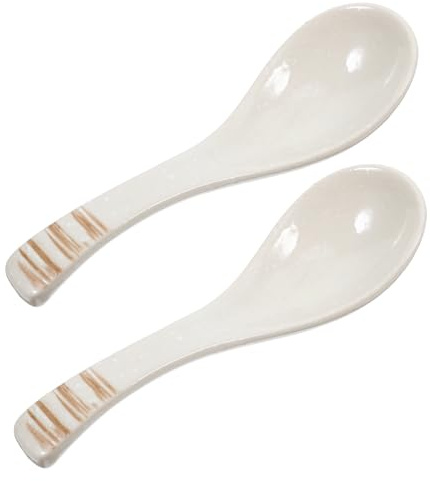 COSMEVIVI Keramik Suppenlöffel Asiatischer Retro Stil Vintage Dinnerlöffel Aus Langlebiger Keramik Für Suppe Ramen Und Beikost Spülmaschinenfest Und Einfach Zu Reinigen