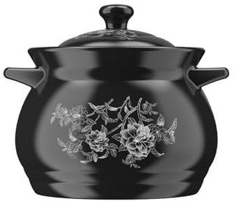 YLME Casseruola in Ceramica Resistente alle Alte Temperature Pentola in Ceramica e Terracotta, Grande pentola da Cucina per Uso Domestico per zuppa, per Cottura a Fiamma Libera,2L
