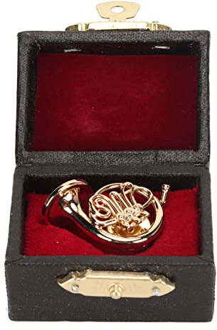 lvifloae Spilla da Bavero in Corno Francese in Miniatura Spilla per Strumenti Musicali in Ottone con Scatola di immagazzinaggio per concerti di Ballo di Feste di Nozze
