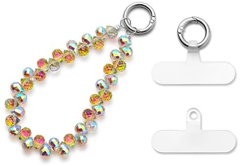 MORSUNBELA Perlen Handykette Kurz Handgelenk Handy Handschlaufe | Kurze universelle Perlen Handykette fürs Handgelenk,glitzerndes Handyband und Handschlaufe für Handy
