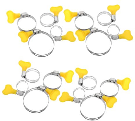 WHAMVOX 16pcs Stainless Steel Adjustable Hose Clamps with Thumb Screw, Easy to Tighten and Loosen, Versatile Pipe Clamps for Home Use and Automotive Plumbing Applications