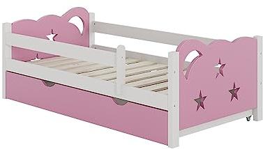 VitaliSpa Kinderbett Jessica, Rosa, 70x140 cm | mit Schublade, ohne Matratze, ausziehbar als Jugendbett, kombinierbar mit Jessica-Serie