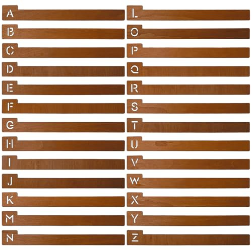 26 Pcs Séparateur de Disque Vinyle en Bois Intercalaires Alphabétiques A-Z | Bois Séparateurs Alphabétiques en Vinyl, Guide de Rangement Pour Disques Vinyles, Album, CD, DVD, Livre 35*4cm