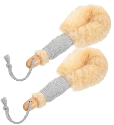 PACKOVE 2stücke Duschbürste aus Sisalfasern mit Verlängertem Griff Körperbürsten-peelingbürste für Effektives Peeling Badbürste mit Canvas-kordel zum Aufhängen Geeignet für Rückenbürsten U