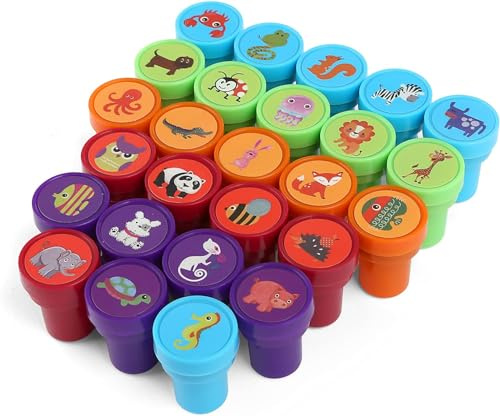 Kesote Stempel Kinder Stempelset Tiere 26 Stück Mitgebsel Kindergeburtstag | Kinderstempel Selbstfärbend, Geschenk Geburtstag Party Favor