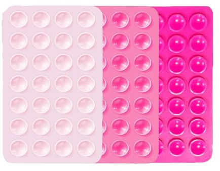 Leeneen 3 Stück 28 Saugnäpfe Handy-Saugpad, klebriges Handy-Etui für die Wand, Saugnapfhalter für Auto-Mobilstromversorgungen (rosa weiß)
