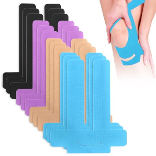 TANGJJY 12 Stück Knietapes Vorgeschnitten Knie, Precut Kinesiotapes Knie, Kinesiology Knee Tape, Kinesio Tape Vorgeschnittener & Wasserfestes für Sport, Schutz und Dauerhafte Unterstützung
