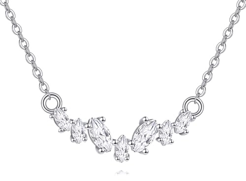 YFN CZ Kette aus Sterlingsilber mit zierlichem Zirkonia-Tennis-Anhänger Zierlicher Tennis-Schmuck Minimalistisches Geschenk für Frauen