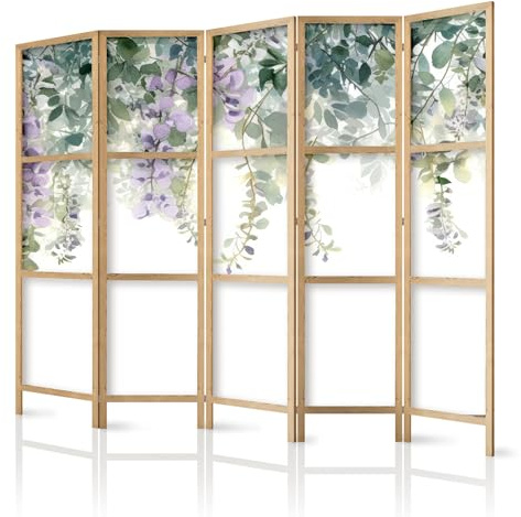 Framed concept – Paravent rumsavdelare av trä 225 x 172 cm, 5 delar, ensidig, i orientalisk stil