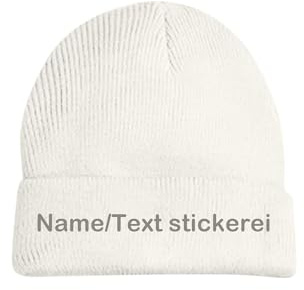 Guqmjde Personalisierte Mütze Unisex Beanie Kinder Personalisiert Strickmütze mit individueller Name stickerei Warme Wintermütze mit Text Personalisierbar Mützen Weiche Bequem Strickmützen