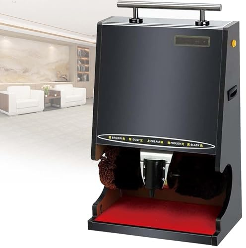 Elektrisk Skoputsare Automatisk med Rörelsesensor, Dubbelborste för Läder- och Skinnskor, Tyst 1200W Kopparmotor, Skoputsmaskin med Vaxbehållare, Titanlegering, Portabel(Black)
