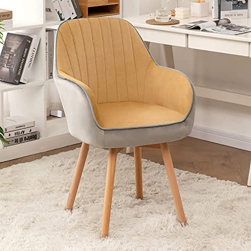 Poltrona in velluto Mid-Century, comoda sedia girevole per ufficio moderno e scrivania da toeletta, sedia imbottita con base in legno, design elegante e funzionale
