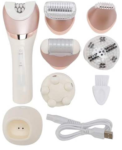 Kit épilateur pour femme rechargeable par USB 6 en 1 rasoir électrique multifonctionnel pour femme, tondeuse pour bikini, brosse de nettoyage du visage, dissolvant de callosités