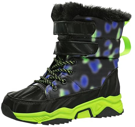 Generisch Fashionable velvet winter boots for girls with robust tread soles, ideal leisure boots in cold weather, Green, 1 UK