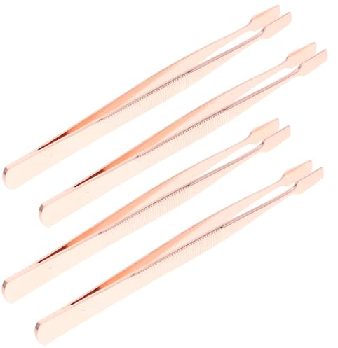 ABOOFAN Pinzas de Precisión para Sellos y Extensiones de Pestañas 4 Unidades Tamaño Estándar Acero Inoxidable Multifuncionales para Uso Profesional y Personal en Maquillaje