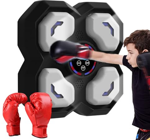 Kustimantu Interaktiver Boxtrainer - Kabelloses Fitness Training Gerät Für Zuhause - Elektronische Boxmaschine Mit Musik - Für Männer Mädchen Jugendliche Teenager Söhne Töchter Familie
