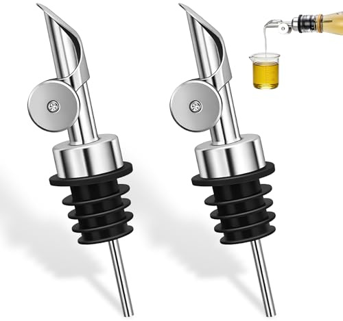 2 Olivenöl Ausgießer, Ausgießer für ölflaschen, Tropffreier Öl Dosierer mit Schutzkappe, Essig & Weinflaschen, Automatischer Flaschenausgießer für Präzises Dosieren von Öl, Spirituosen und Saucen