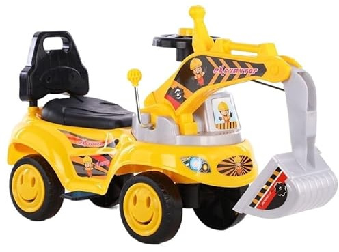 SBZIOJHDR Auto a dondolo, Wiggle Auto Trattori Giocattolo for Bambini Cavalca su Escavatore Suoni Musicali Scavatore Scooter Bulldozer Camion da Costruzione for(Gelb,Twist car+6 toy car+pedals)