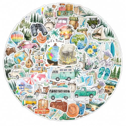 100 Stück Vintage Sticker Fotoalbum | Wasserdichte PVC Sticker Journaling zum Thema Outdoor-Reisen für Gepäck Laptop Skateboard Trinkbecher
