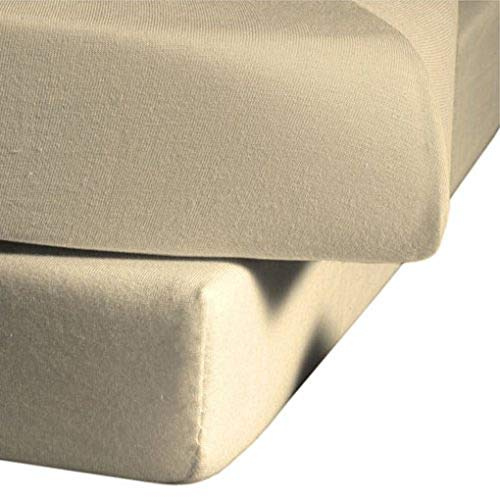Fleuresse 1115-2043 Lenzuolo con Angoli Elasticizzati in Jersey, 100% Cotone, con Pratica Gomma Tutto Intorno, 120x200 cm, Colore: Sabbia