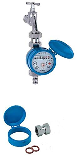 WG Zapfhahnzähler ETK 3/4 80 mm, inkl. Eichgebühr, Blau, Edelstahl, Wasserzähler, 2077580031, 1.5 m³/h, Handbetrieben, Faucet Water Meter, Wasserpumpe