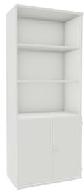 Geramöbel Modulschrank 1. + 2. OH Holztüren, abschließbar, 3. - 5. OH Regal, 3 Dekor-Einlegeböden, 800x425x1920, Weiß/Weiß