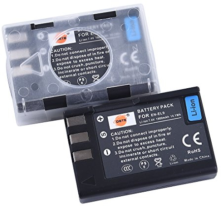 DSTE 2pcs EN-EL9 Wiederaufladbare Li-Ionen Batterie Akku für Nikon D40 D40x D60 D3000 D5000 Kamera als EN-EL9a