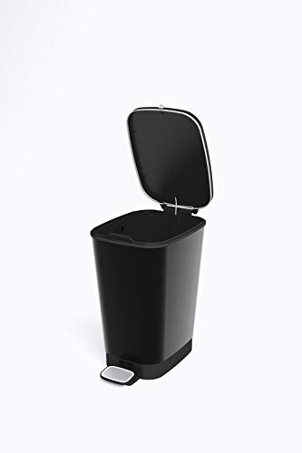 CURVER KIS Chic Bin Style Treteimer 35l mit Deckel und Pedal, Inneneimer, Küche und Bad, schwarz metallic, 26,5 x 40,5 x 45 cm