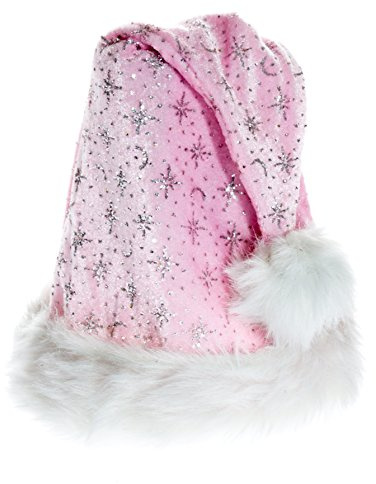 Ciffre Weihnachtsmütze Nikolausmütze Rosa Pink Plüsch mit Glitzer Staub Dicker Fellrand X20