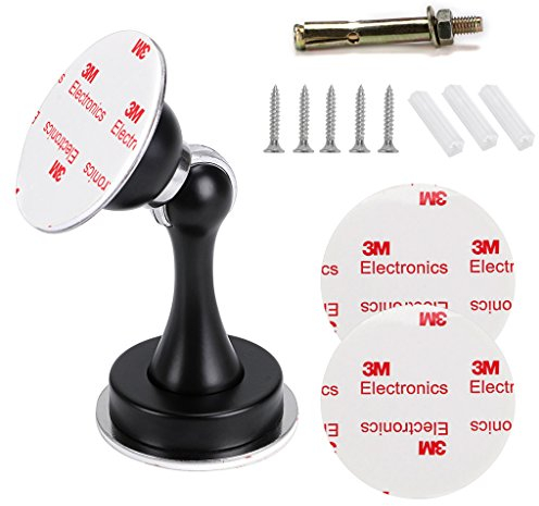 IGNPION Fermaporta magnetico in acciaio inossidabile con chiusura autoadesivo/nasconde viti montate, montaggio a pavimento o a parete, design con magnete forte (nero)