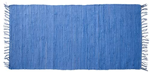 Mr.Ghorbani Handgewebter Kelim Fleckerl Uni Farben 100% Baumwolle 2000 g/qm, Farbe:Blau, Größe Teppiche:170 x 120 cm
