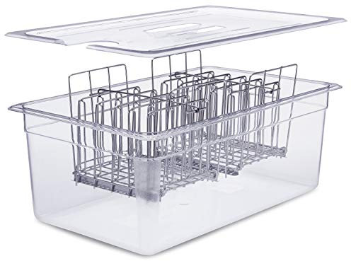 VÄESKE Large Sous Vide Container with Lid and Racks Kit,Sous Vide Accessories,Väeske Large Sous Vide Container with Lid and 2 Racks,Compatible with Anova, Sous Vide Cookers (26 QT, Container/Racks)