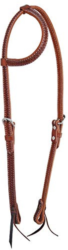 AMAHORSE TESTIERA POOL'S IN CUOIO AD ORECCHIO LAVORAZIONE BASKET TG UNICA COLORI ASSORTITI (MARRONE)