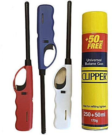 3 mecheros de barbacoa recargables de gas de seguridad para barbacoa y encendedor de gas Clipper