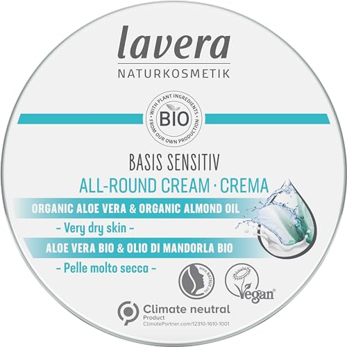 lavera Basis Sensitiv Crème polyvalente – Cosmétiques naturels – Végétalien – Aloe vera bio et huile d'amande bio – Certifié – 150 ml, blanc