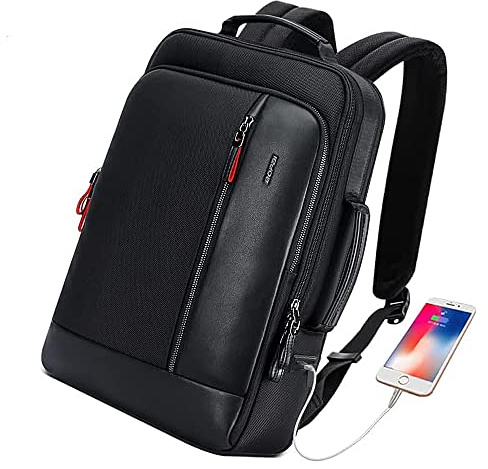 BOPAI Sacs à Dos pour Ordinateur Portable 15,6 Pouces Sac de Travail Homme Voyage Femme Anti-vol étanche USB d'affaires Grande Capacité Loisirs Affaire Scolaire, Noir