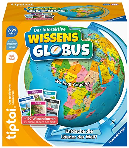 Ravensburger tiptoi Spiel 00107 - Der interaktive Wissens-Globus - Lern-Globus für Kinder ab 7 Jahren, lehrreicher Globus für Jungen und Mädchen, für 1-4 Spieler