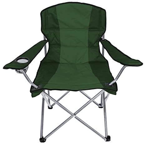 Comfort Anglersessel Campingstuhl Faltstuhl Anglerstuhl Regiestuhl mit Getränkehalter und Tasche in Grün gepolstert