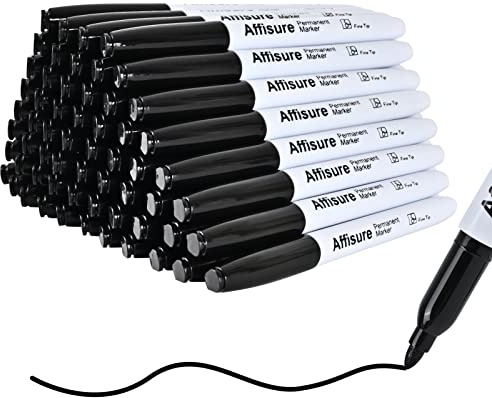 Affisure Permanent markers, 60 packs permanent markers bulk, quick drying in one second, waterproof, smooth, not easy to erase, durable, can be marked on glass, tiles and cloth, office supplies