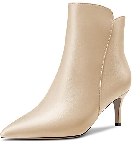 Castamere Donna Spillo Medio Gattini Tacco Heel a Punta Stivaletti Cerniera Slip-on Classico Dress Ufficio 6.5 CM Heels Stivali Oro Matte 35 EU