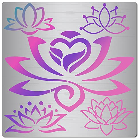 GORGECRAFT 6.3-Zoll-Lotus-Metallschablone Wiederverwendbare Blumen-Yoga-Vorlagen Edelstahl-Blumenmal-Journal-Werkzeug Zum Malen Auf Holzwänden Holzverbrennung Brandmalerei Und Gravur Scrapbooking